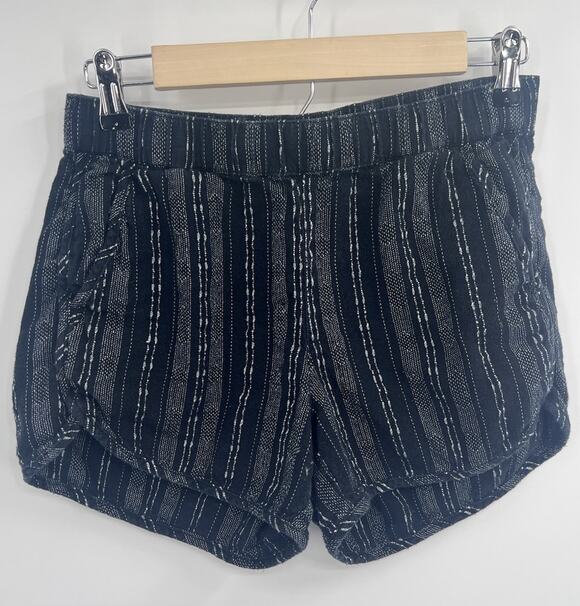 Madewell Pants - Madewell Black Grey Stripe Woven Linen Bland Shorts XS Pull On